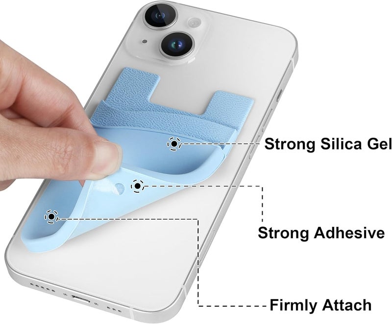 Senose Card Holder for Phone Case, Dual Pocket Silicone Phone Wallet Stick On Compatible for iPhone, Samsung and Most of Cell Phones (Navy Blue, Black) - Image 5